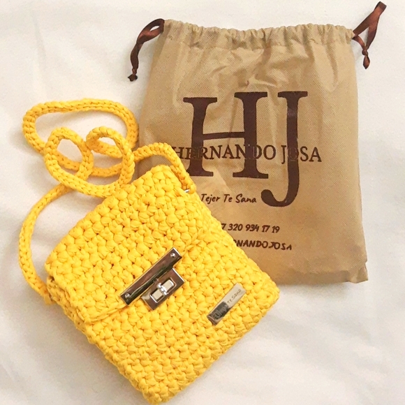 Hernando Josa Handbags - Hernando Josa Candy Crochet Knit Mini Shoulder Bag, Yellow RARE NEW